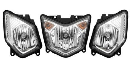 Set of Motorcycle Headlights Isolated on White

