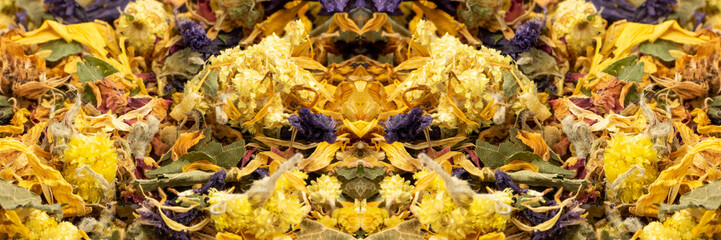 Dried Yellow Flowers Textured Background, Flower Mix Pattern