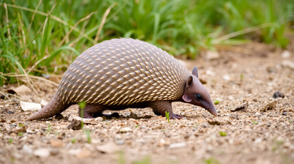 Obraz premium Armadillo in Pampas countryside environment, La Pampa Province, Argentina.