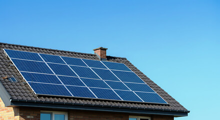 Solar panels installed on a residential rooftop, harnessing the sun's energy to generate electricity.