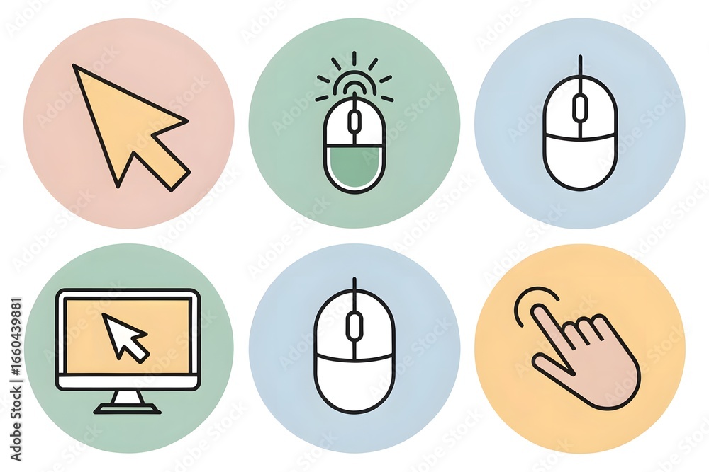 Fototapete collection of computer cursor and interface icons mouse icon hand cursor