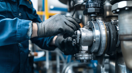 Technician replacing worn part on industrial pump