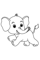 Playful Baby Elephant with Big Ears and Happy Expression