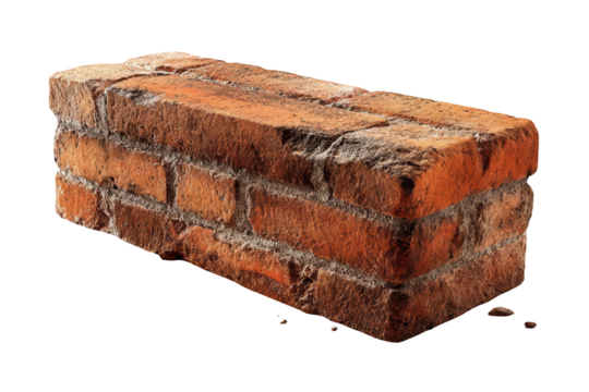 Russet brick section,  showing layered, textured construction