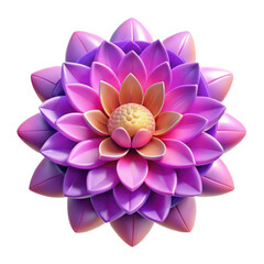 Fototapeta premium Vibrant and intricate lotus flower with layered petals in shades of purple pink and yellow isolated on transparent background