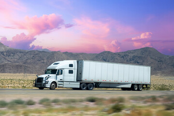 Semi Truck on Highway, Trucking, transpiration concept, 