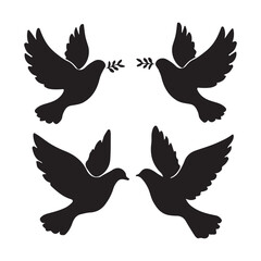  Flying dove silhouette bundle vector set