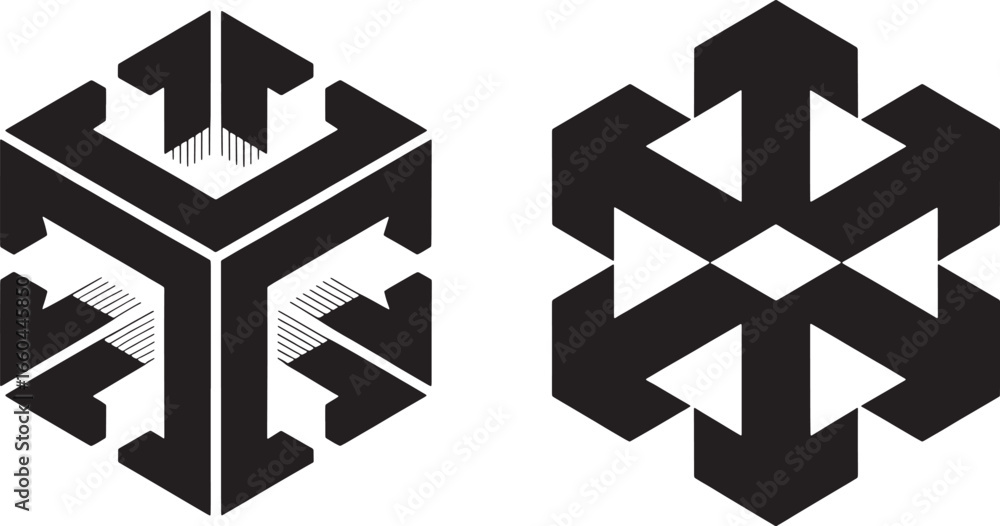 Fototapete Abstract Hexagon Arrow Design Vector Shapes with Modern Geometric Patterns and Graphics