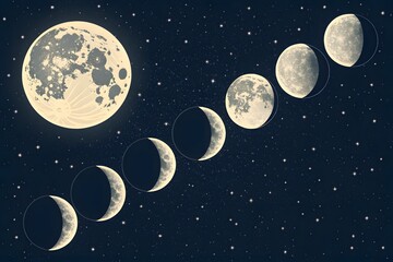 Moon Phases Celestial Illustration space astronomy