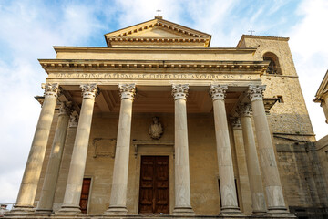 The Basilica di San Marino, stands in piazzale Domus Plebis square in San Marino, Europe