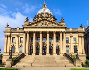 Fototapeta premium Majestic courthouse facade under a bright sky