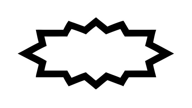 Black jagged outline with a white fill resembling a starburst or explosion with sharp edges and points