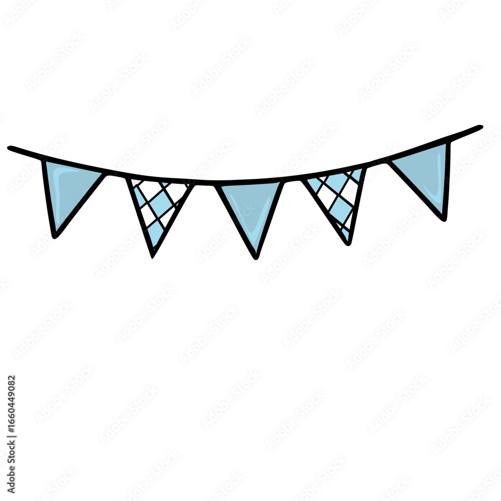 Poster a charming vector illustration of a festive bunting string with alternating solid and checkered ligh