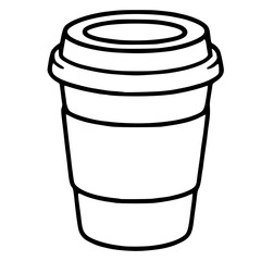 This vector illustration showcases a simple, yet detailed outline drawing of a disposable coffee cup with a lid, perfect for branding or design projects needing a minimalist, clean aesthetic.