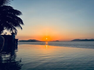 Beautiful sunset on the Brahmaputra river 