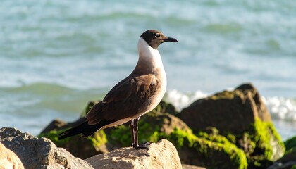 Seagull on a rocky shore