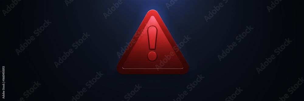 Aufkleber a red warning sign centered on a dark blue background with a glowing effect around it