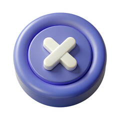 3D Cancel Button Icon with Cross Symbol Isolated on White Background for Error, Rejection, Close, and Stop Concept in cartoon style