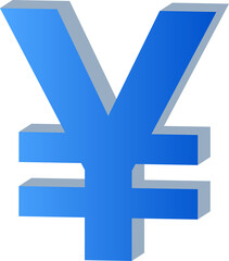 Obraz premium Gradient blue 3D yen symbol isolated on transparent background