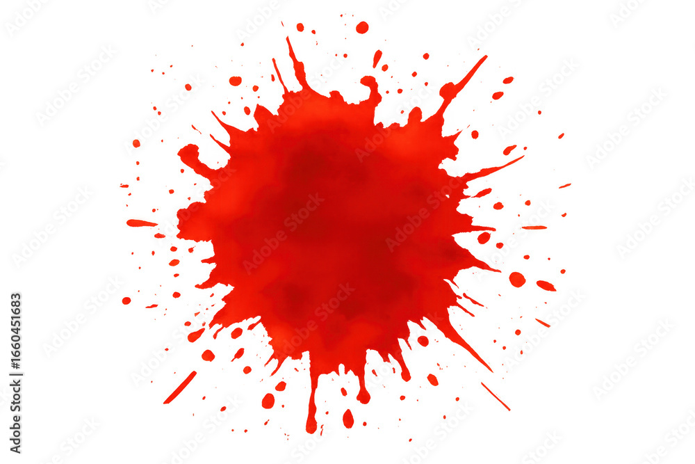 Poster red paint splashing on transparent background