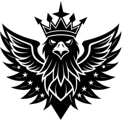 Obraz premium Majestic eagle crown headed and shoulder vector illustration.