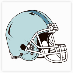Illustrated American football helmet showcasing protection gear and sports equipment suitable for design or decoration in games