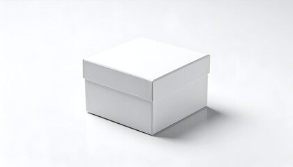 Fototapeta premium Minimalist white display cube box, isolated on a clean background. Perfect for product mockups, exhibition stands, and advertising presentations.