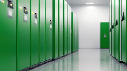 Close-up of a green energy storage battery highlighting innovative technology and sustainability.