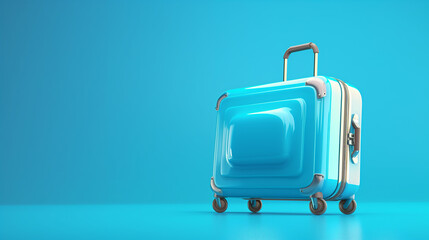 A stylish, floating blue suitcase, perfect for representing travel and vacations. A modern blue suitcase floats in the air, emphasizing travel and vacation. This image is ideal for illustrating concep