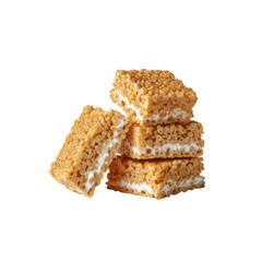 Delicious Crispy Rice Treats with Creamy Marshmallow Filling - Stack of Four