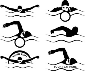 Swimming Eps, Vector File Images Black and White
