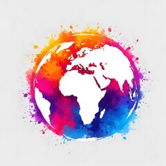 abstract watercolor background with globe