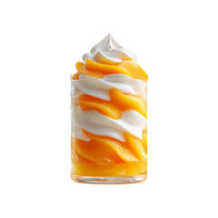 Creamy Mango Dessert in Glass - Swirled Whipped Cream and Mango Puree