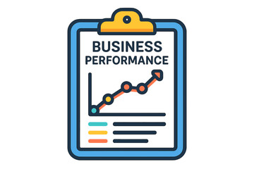 Business performance report with line graph and colorful metrics business performance planner