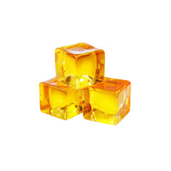 Three Golden Cubes of Honey or Amber Resin