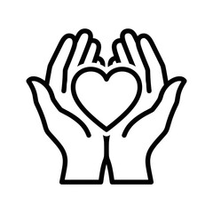 Fototapeta premium Hands holding a heart symbol in minimalist line art style 
