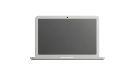 Sleek Modern White Laptop 3D Render with Blank Screen Isolated Front View Mockup.