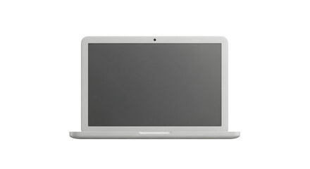 Sleek Modern White Laptop 3D Render with Blank Screen Isolated Front View Mockup.