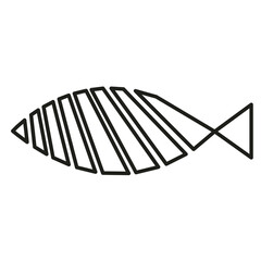 Minimalist fish line art illustration, abstract outline drawing isolated on transparent background