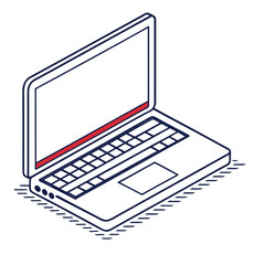 laptop with smartphone line art modern gadget icon