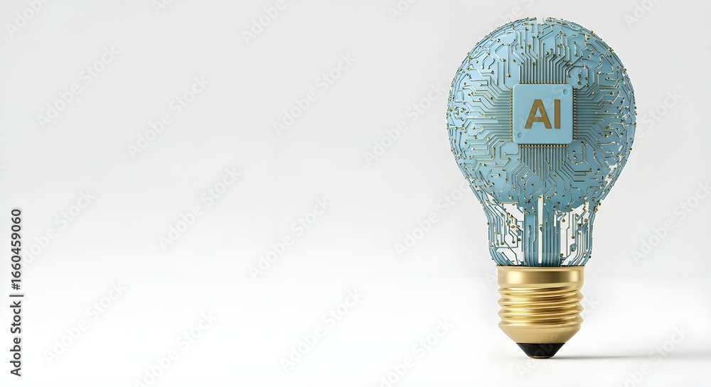 Aufkleber ai light bulb with circuit board texture | conceptual symbol for artificial intelligence, technology