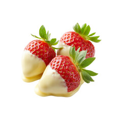 Three Strawberries Dipped in White Chocolate