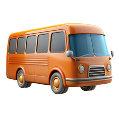 Retro orange minibus with rounded edges and large windows a classic vehicle for passenger transport isolated on transparent background