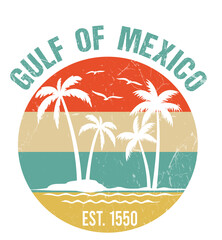Vintage Gulf of Mexico Graphic Design – Retro Coastal PNG Illustration