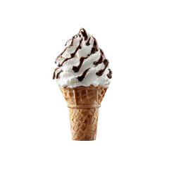 Delicious Vanilla Soft Serve Ice Cream Cone with Chocolate Drizzle