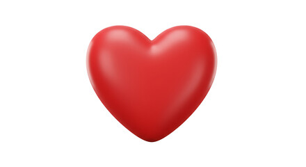 Smooth threedimensional red heart symbol with a soft matte finish and subtle highlights.