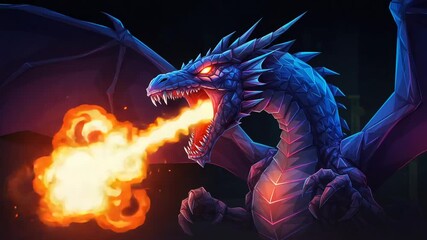 Majestic dragon breathing fire in a dark fantasy setting - Powered by Adobe