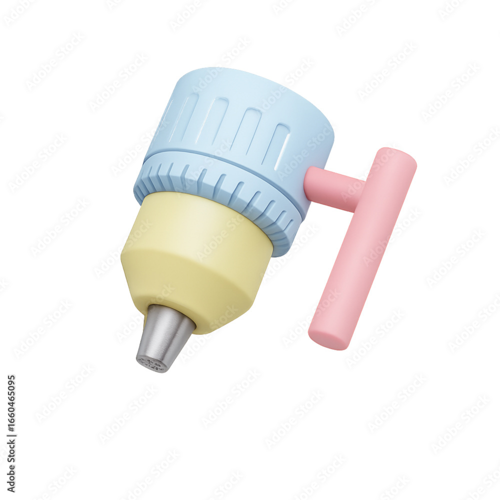 Poster 3d rendering of a pastel colored piping bag nozzle with handle isolated on transparent background
