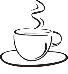 Steaming Coffee Cup Line Art  Vector Illustration