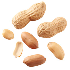 Whole shelled and unshelled peanuts isolated on a transparent background whole peanuts